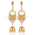 Cubic Zriconia &amp; Pearl en oro amarillo plateado 925 de plata esterlina Jhumka mejores pendientes de regalo para las damas